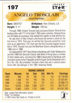 1991 Jockey Star Jockeys #197 Angelo Trosclair Back